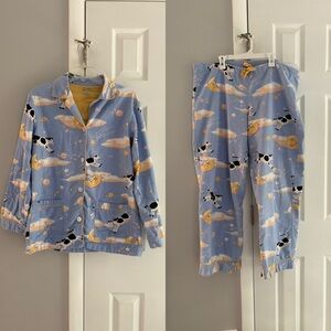 Nick & Nora Pajama Set 100% Cotton Cow Jumped Over The Moon Print